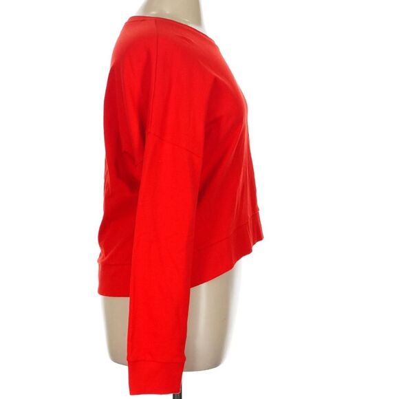 NEW ME+EM Red Cotton Crew Sweatshirt Curved Hem Sweater Size 16 - Picture 3 of 9